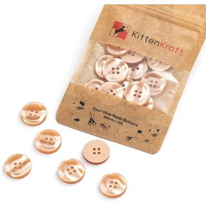 Kitten Kraft 4/5 Inch (20mm, 32L) Round Large 4-Hole Resin Buttons in 27 Colors, Notions for Crafting, Sewing, Replacement, Knitting Handmade Baby and Kids Sweaters (Desert Sand, 10 Buttons)