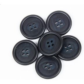 أزرار وملحقات MIBO 6pcs مستديرة بدلة الميلامين وأزرار اللباس مع حافة - 45L (28 مم) - 4 ثقب - مزيج الأزرق الأزرق غير اللامع