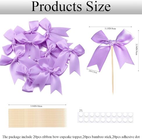 20Pcs Bow Cupcake Toppers，Ribbon Bow Cake Topper for Bow Themed Birthday Cake Decorations,Bowknot Cupcake Picks for Baby Shower,Bridal Shower Birthday Wedding Party Cupcake Decorations (Black) in Saudi Arabia