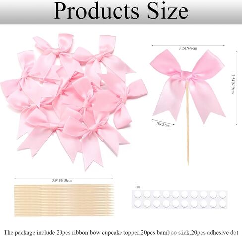 20Pcs Bow Cupcake Toppers，Ribbon Bow Cake Topper for Bow Themed Birthday Cake Decorations,Bowknot Cupcake Picks for Baby Shower,Bridal Shower Birthday Wedding Party Cupcake Decorations (Black) in Saudi Arabia