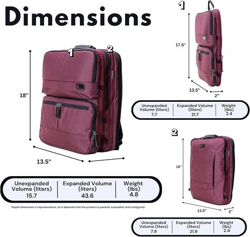 Trilogy Double Pack - World class multiple use backpack - expands into a weekender bag - splits into two seperate bags - handles two 17" laptops and two tablets (Red) in Saudi Arabia
