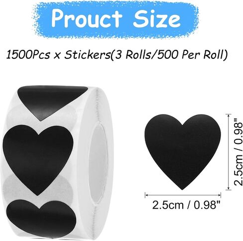 MECCANIXITY 1500 Labels White Heart Stickers 1 Inch Heart Shaped Sticker Labels Self-Adhesive Cute Decals for Envelope Valentine's Day Scrapbook Award Charts (3 Rolls, 500 Labels Per Roll) in Saudi Arabia