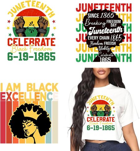 3 Sheets Juneteenth Iron on Transfers Black History Month Heat Transfer Vinyl Stickers 1865 Juneteenth Iron on Patches Independence Day Design Vinyl Iron on Decals for T-Shirt Pillows DIY Decorations in Saudi Arabia