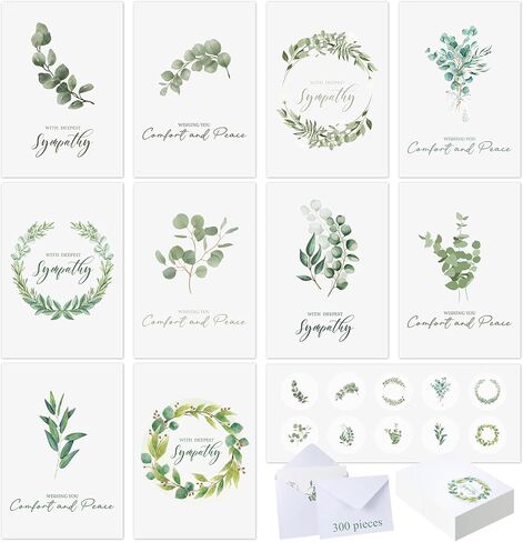 100 Sets Bulk Sympathy Cards with Envelopes and Stickers Condolences Bereavement Greeting Cards to Express Your Condolences(Leaves) in Saudi Arabia