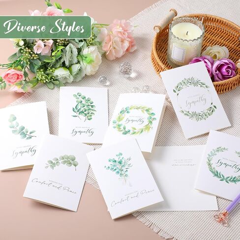 100 Sets Bulk Sympathy Cards with Envelopes and Stickers Condolences Bereavement Greeting Cards to Express Your Condolences(Leaves) in Saudi Arabia