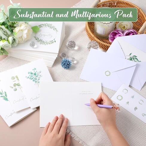 100 Sets Bulk Sympathy Cards with Envelopes and Stickers Condolences Bereavement Greeting Cards to Express Your Condolences(Leaves) in Saudi Arabia