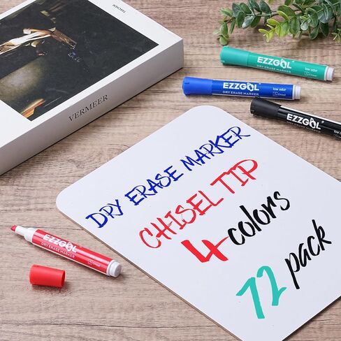 مجموعة علامات المسح الجاف، 72 عبوة من أقلام تحديد السبورة البيضاء ذات الرائحة المنخفضة، أقلام تحديد جافة ذات طرف إزميل مثالية للكتابة على زجاج مرآة السبورة البيضاء للمسح الجاف للمدرسة أو المكتب أو المنزل in Kuwait