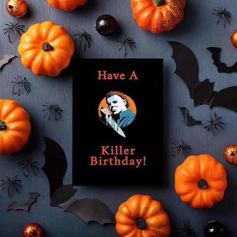 Creepy Michael Myers Birthday Card for Him Her, Funny Halloween Birthday Gifts Card for Men Women, Have A Killer Birthday! Scary Movies Killer Greeting Cards in Kuwait