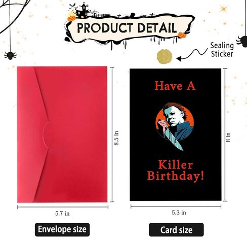 Creepy Michael Myers Birthday Card for Him Her, Funny Halloween Birthday Gifts Card for Men Women, Have A Killer Birthday! Scary Movies Killer Greeting Cards in Kuwait