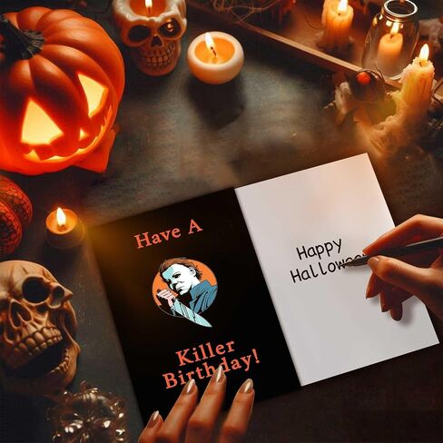 Creepy Michael Myers Birthday Card for Him Her, Funny Halloween Birthday Gifts Card for Men Women, Have A Killer Birthday! Scary Movies Killer Greeting Cards in Kuwait