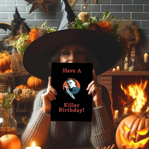Creepy Michael Myers Birthday Card for Him Her, Funny Halloween Birthday Gifts Card for Men Women, Have A Killer Birthday! Scary Movies Killer Greeting Cards in Kuwait