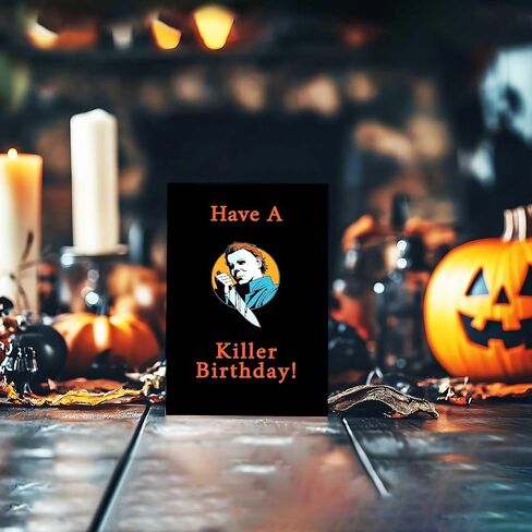 Creepy Michael Myers Birthday Card for Him Her, Funny Halloween Birthday Gifts Card for Men Women, Have A Killer Birthday! Scary Movies Killer Greeting Cards in Kuwait