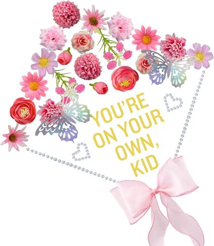 Graduation Cap Decorations 2025 Grad Cap Decoration Kit Graduation Gifts for Her DIY Grad Cap Topper Set Assorted Flowers 3D Butterfly Stickers Bow Pearls Alphabet Number Stickers in Saudi Arabia