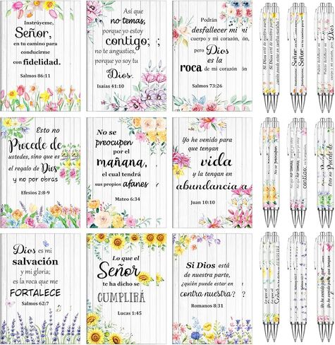 36 Pcs Spanish Christian Gifts Regalos Cristianos En Español Notebook and Pen Spanish Bible Quote Notepads Scripture Faith Religious Gift for Women Para Mujeres Church Favor(Floral Style) in Saudi Arabia