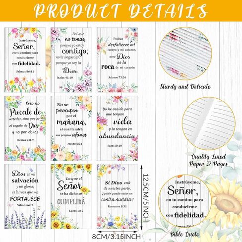36 Pcs Spanish Christian Gifts Regalos Cristianos En Español Notebook and Pen Spanish Bible Quote Notepads Scripture Faith Religious Gift for Women Para Mujeres Church Favor(Floral Style) in Saudi Arabia