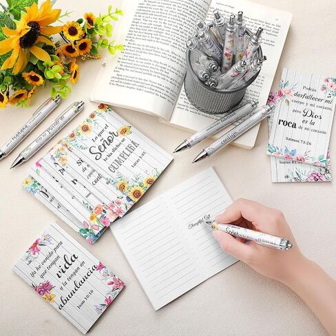 36 Pcs Spanish Christian Gifts Regalos Cristianos En Español Notebook and Pen Spanish Bible Quote Notepads Scripture Faith Religious Gift for Women Para Mujeres Church Favor(Floral Style) in Saudi Arabia