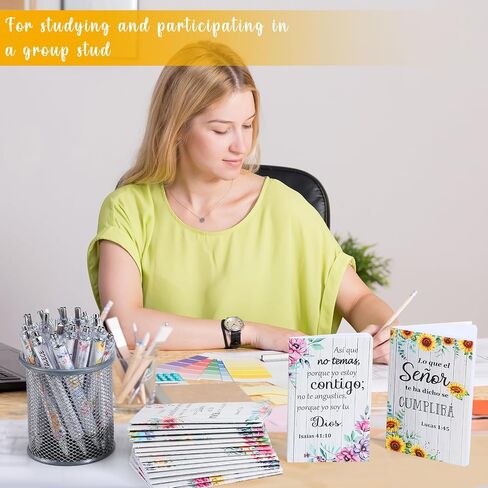 36 Pcs Spanish Christian Gifts Regalos Cristianos En Español Notebook and Pen Spanish Bible Quote Notepads Scripture Faith Religious Gift for Women Para Mujeres Church Favor(Floral Style) in Saudi Arabia