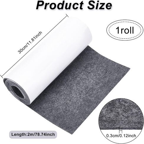 BENECREAT 11.8x78.7inch Gray Self Adhesive Felt Fabric, Drawer Liner for DIY Crafts Sewing Accessories and Jewelry Drawer Box Fabric Peel Stick, 3mm Thick in Saudi Arabia