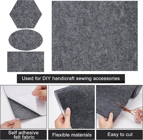 BENECREAT 11.8x78.7inch Gray Self Adhesive Felt Fabric, Drawer Liner for DIY Crafts Sewing Accessories and Jewelry Drawer Box Fabric Peel Stick, 3mm Thick in Saudi Arabia