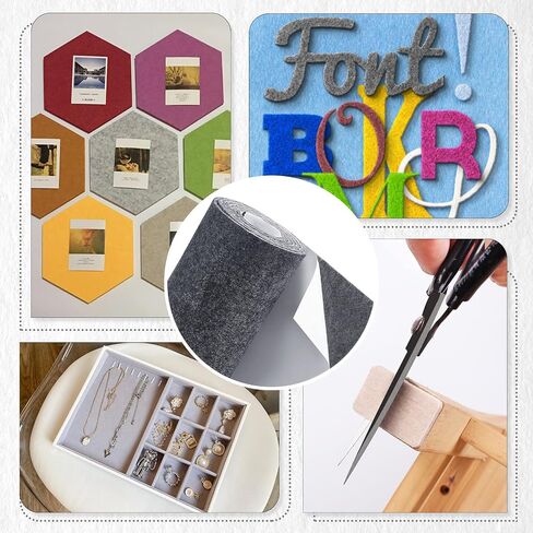 BENECREAT 11.8x78.7inch Gray Self Adhesive Felt Fabric, Drawer Liner for DIY Crafts Sewing Accessories and Jewelry Drawer Box Fabric Peel Stick, 3mm Thick in Saudi Arabia