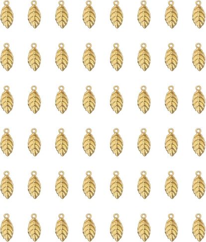 50 PCS أوراق السحر لجعل المجوهرات صنع 1.5 × 0.7 سم معلقات صغيرة لطيفة لصياغة DIY Project Project Bracelec in Kuwait
