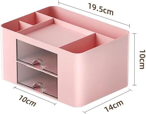 Stationary Organiser 7-Grid Desk Organizer with Drawer – Multifunctional Plastic Table Organizer & Pen Holder for School, Office, and Home (Pink) in Saudi Arabia