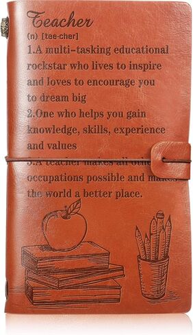 Leinuosen Teacher Leather Journal Journal Gifts Teacher Teachipts 136 Pages Travel Journal Notebook Retro Diary Writing Notepad Gift for Christmas Teacher's Day Greguation (Astract ، Brown) in Kuwait