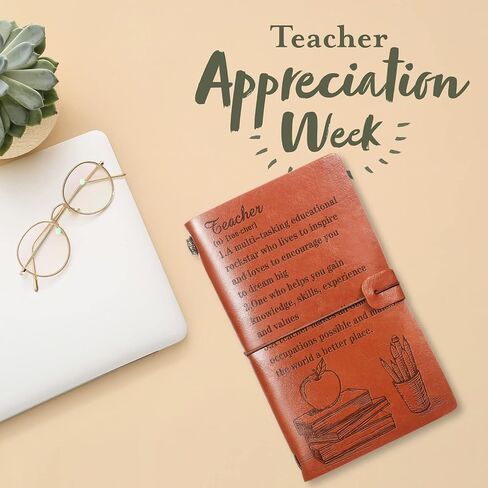 Leinuosen Teacher Leather Journal Journal Gifts Teacher Teachipts 136 Pages Travel Journal Notebook Retro Diary Writing Notepad Gift for Christmas Teacher's Day Greguation (Astract ، Brown) in Kuwait