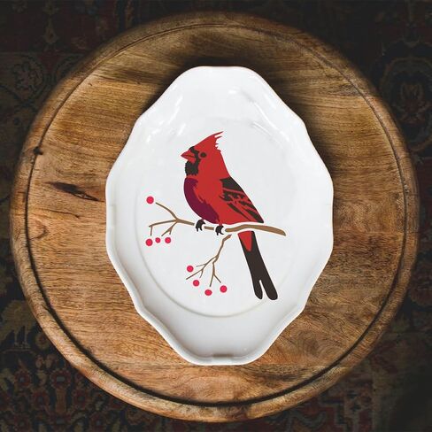 FINGERINSPIRE Layered Cardinals Stencil for Painting 8.3x11.7inch Hollowed Birds Branches Drawing Template Plastic PET Stars Berries Pattern Painting Stencil Animal Theme Template for Home Decor in Saudi Arabia