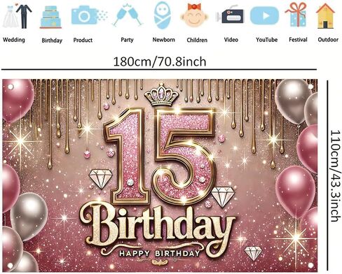 Pink and Gold 2nd Birthday Backdrop Princess Theme Party Decoration Elegant Floral Balloon Banner for Girls Second Birthday Photo Booth Background 71 x 43 inch in Saudi Arabia