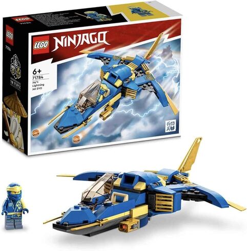 Lego Ninjago Jays Thunder Jet Evo ، طائرة لعبة Ninja القابلة للترقية مع Jay Mini Figure ، فكرة هدية عيد ميلاد للأطفال من 7 سنوات 71784 in Saudi Arabia