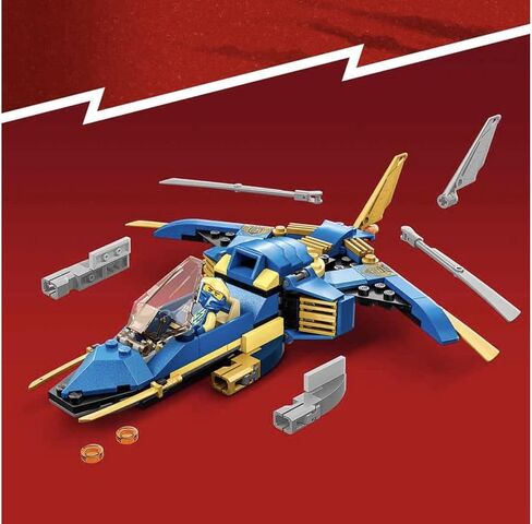 Lego Ninjago Jays Thunder Jet Evo ، طائرة لعبة Ninja القابلة للترقية مع Jay Mini Figure ، فكرة هدية عيد ميلاد للأطفال من 7 سنوات 71784 in Saudi Arabia