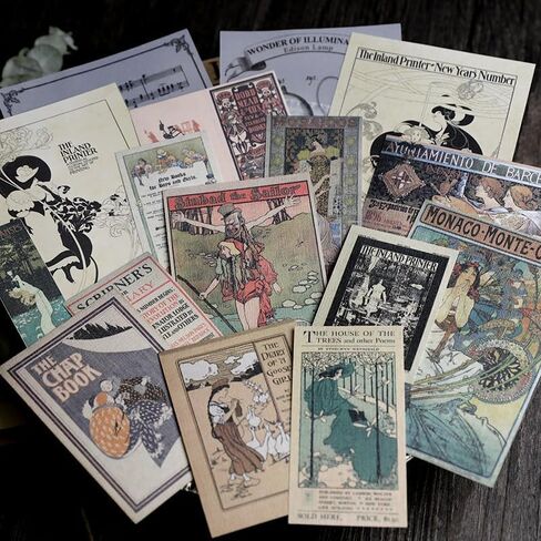 CATaireen Vintage Junk-Journal Mixed Paper Scrapbooking Embellishments Set Retro Journaling Decoupage Stickers Textured Packaging Decorative Cards Tags Kit (Poster C) in Saudi Arabia