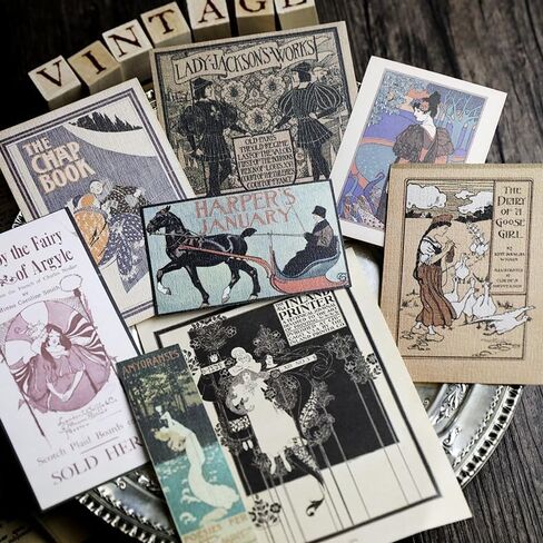 CATaireen Vintage Junk-Journal Mixed Paper Scrapbooking Embellishments Set Retro Journaling Decoupage Stickers Textured Packaging Decorative Cards Tags Kit (Poster C) in Saudi Arabia