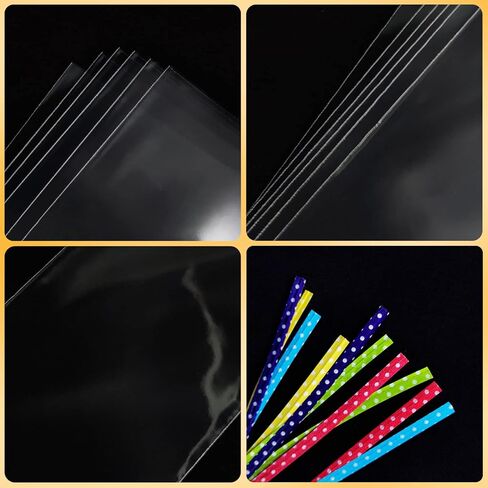 100PCS Small Cellophane Bags, 3x4 OPP Rice Crispy Bags for Gift Goodie Favor Candy Cake Pop Birthday Party Cookies Christmas New Year Wedding Party (3'' x 4'') in Kuwait