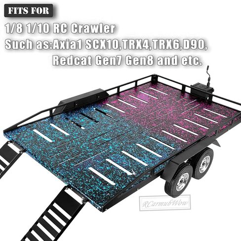 RC Alloy Aluminium Trailer W/Hook Adjuper & Kinetic Winch Strappes Part for 1/8 1/10 RC Crawler Axi1 SCX10 ، TRX4 ، TRX6 ، Redcat Gen7 Gen8 ، D90 ، Heavy Duty Trailer Kit ، Black & Brown in Saudi Arabia