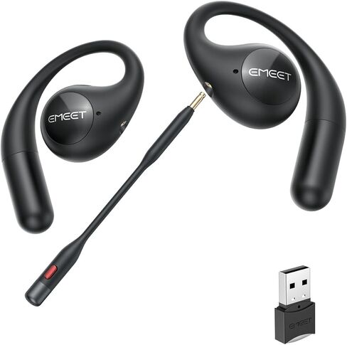 EMEET Airflow Open Ear Headphones, Bluetooth 5.3 Wireless Headsets with Detachable Microphone, 40 Hours Playtime, IPX5, Wireless Earbuds, Multipoint Pairing, App Control, Ultra Comfort(Black) in Saudi Arabia