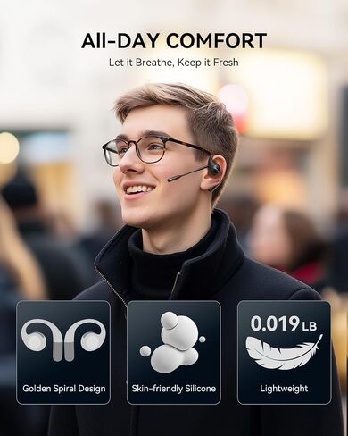 EMEET Airflow Open Ear Headphones, Bluetooth 5.3 Wireless Headsets with Detachable Microphone, 40 Hours Playtime, IPX5, Wireless Earbuds, Multipoint Pairing, App Control, Ultra Comfort(Black) in Saudi Arabia