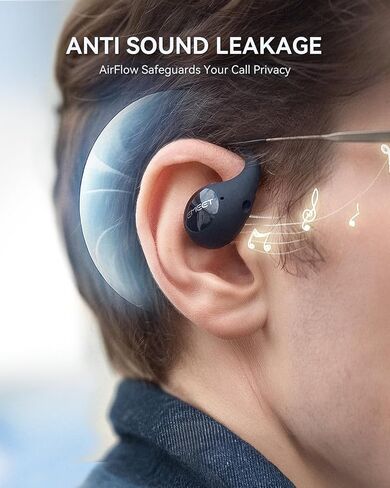 EMEET Airflow Open Ear Headphones, Bluetooth 5.3 Wireless Headsets with Detachable Microphone, 40 Hours Playtime, IPX5, Wireless Earbuds, Multipoint Pairing, App Control, Ultra Comfort(Black) in Saudi Arabia