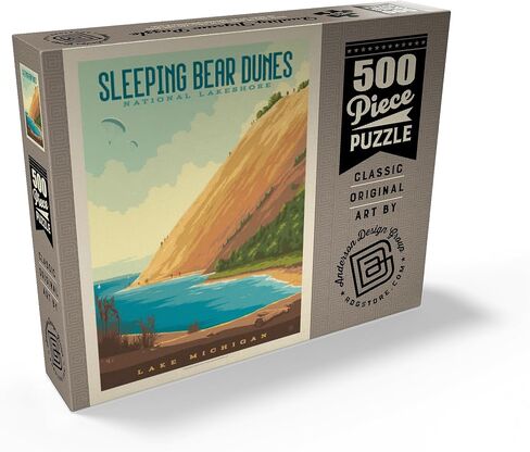 MyPuzzle Sleeping Bear Dunes National Lakeshore, Vintage Poster - Premium 500 Piece Jigsaw Puzzle for Adults in Saudi Arabia