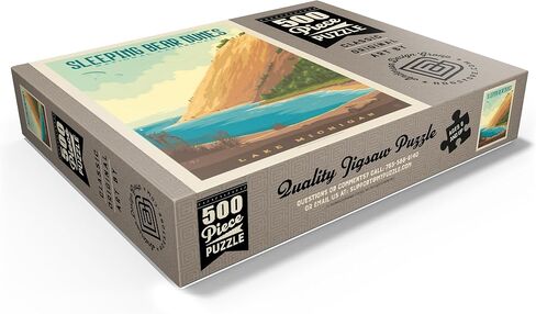 MyPuzzle Sleeping Bear Dunes National Lakeshore, Vintage Poster - Premium 500 Piece Jigsaw Puzzle for Adults in Saudi Arabia
