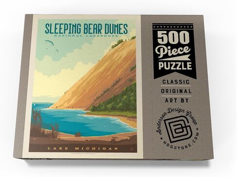 MyPuzzle Sleeping Bear Dunes National Lakeshore, Vintage Poster - Premium 500 Piece Jigsaw Puzzle for Adults in Saudi Arabia