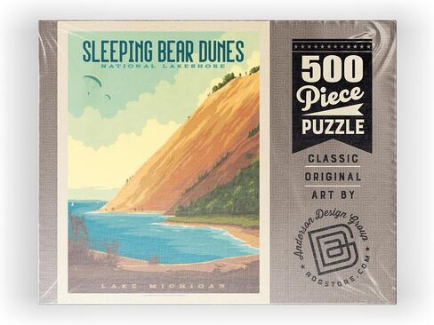 MyPuzzle Sleeping Bear Dunes National Lakeshore, Vintage Poster - Premium 500 Piece Jigsaw Puzzle for Adults in Saudi Arabia