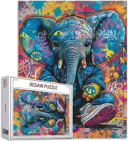 1000 Piece Puzzle for Adults Yellow Kitten Puzzle - Family Puzzle Toys,Abstract Graffiti Cat Puzzles Gift Hip-hop Style 1000 Pieces Jigsaw Puzzles Creative Colorful Animals Theme in Saudi Arabia
