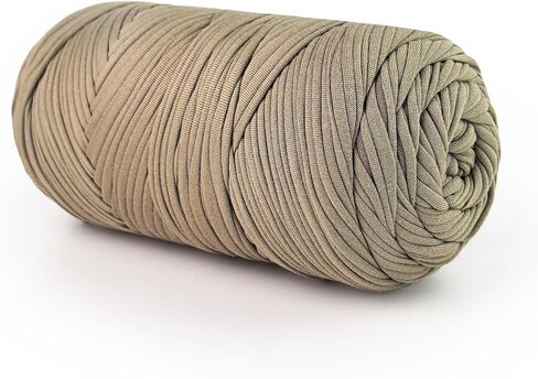 400g T-Shirt Yarn Crochet Yarn for Beginner Crochet Bags/Basket/Coaster,High Elastic Thick Polyester Fabric(Khaki) in Kuwait