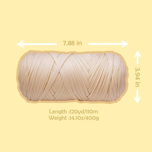 400g T-Shirt Yarn Crochet Yarn for Beginner Crochet Bags/Basket/Coaster,High Elastic Thick Polyester Fabric(Khaki) in Kuwait