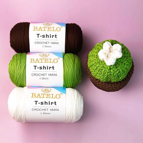 400g T-Shirt Yarn Crochet Yarn for Beginner Crochet Bags/Basket/Coaster,High Elastic Thick Polyester Fabric(Khaki) in Kuwait