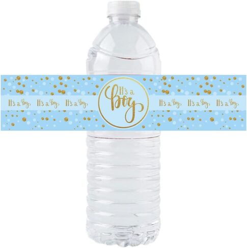 It's a Boy Water Bottle Stickers, 36 Pack, Waterproof, Paper, Art Deco, Cartoon, Irregular Shape, for Baby Shower Party Decoration in Kuwait