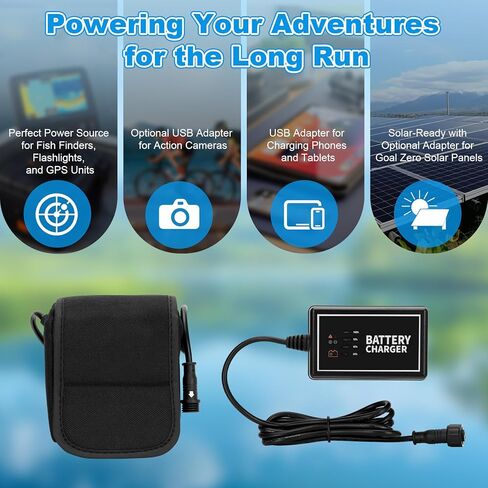 مجموعة طاقة البطارية بقدرة 20 أمبير في الساعة، حزمة بطارية ليثيوم أيون محمولة مقاومة للماء ومزودة بشاحن 110 فولت وملحقات توصيل الجهاز (PPK-20Ah) | ملحقات صيد الكاياك in Kuwait