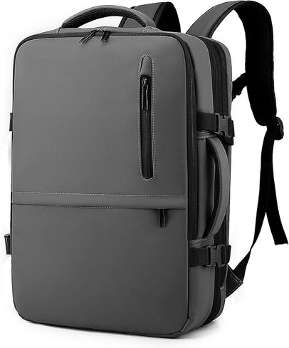 Long Keeper Travel Backpack - Women Men Expandable Waterproof Laptop Backpack Casual Carry On Bag With USB Charging Port (Grey) in Saudi Arabia